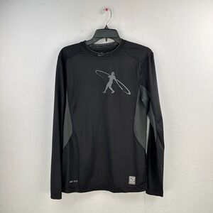 Nike Pro Combat Dri Fit Top Men S Black Gray Fitted Athletic Long Sleeve Stretch